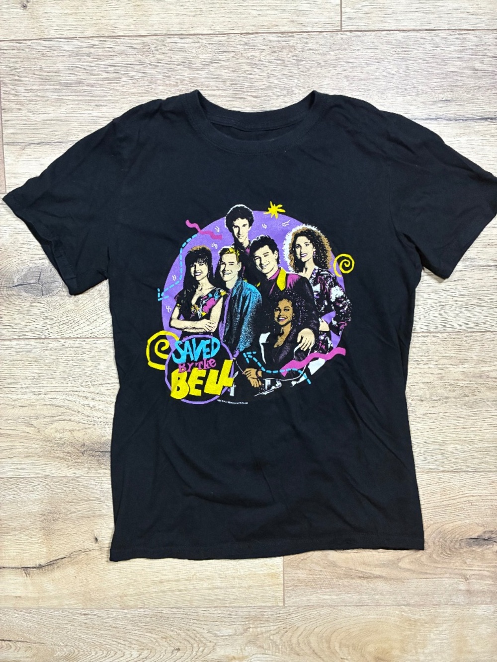 20 Saved by the Bell Cast Graphic T-Shirt Black Small 90s Retro